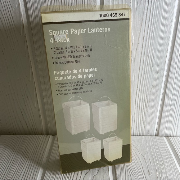 4 Square Paper Lanterns Ivory 2 Small 2 Large Indoor Outdoor Home Depot NEW - Picture 1 of 7